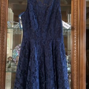 BB Dakota navy blue lace flared dress with tags